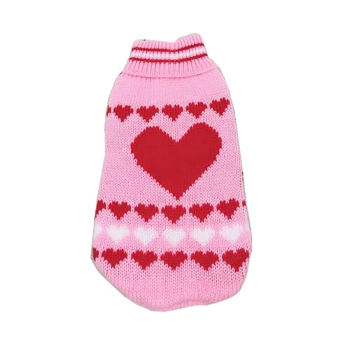 Niedlicher Katzenpullover, Kostüm, Winter, warme Haustierkleidung für Katzen, Pullover, Maskotta, Kleidung für Tiere (Farbe: Pink Love, Größe: 14) von VinerY