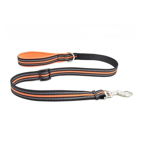 Nylon-Hundegeschirr, reflektierend, personalisierbar, atmungsaktiv, verstellbar, für kleine, mittelgroße und große Hunde (Farbe: Orange Leine, Größe: S) von VinerY