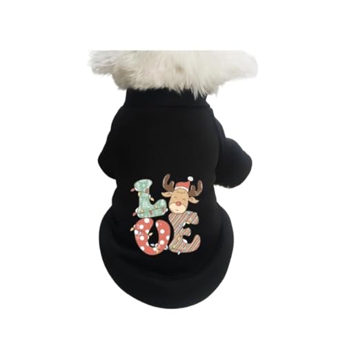 Pullover mit Haustierdruck, warme und samtige Baumwolle, Katzen- und Hundebekleidung für kleine Hunde (Farbe: BlackLove, Größe: XL) von VinerY