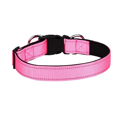 Reflektierendes Hundehalsband, gepolstert, atmungsaktiv, Nylon, verstellbar für mittelgroße und große Hunde, Halsumfang 25–60 cm (Farbe: einfarbig, Größe: M) von VinerY