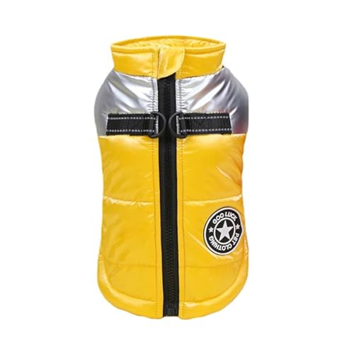 S-9XL Hundejacke für große Hunde, wasserdichte Hundekleidung für kleine, mittelgroße und große Hunde, warmer Wintermantel, Französische Bulldogge, Kostüm, Labrador, Mops (Farbe: Gelb, Größe: M) von VinerY