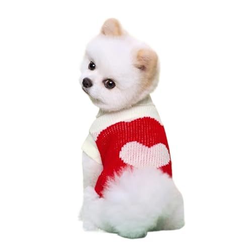 Strickpullover für kleine Hunde und Katzen, weich, gemütlich, warm, Chihuahua, Schnauzer, Haustier-Rollkragenkostüm (Farbe: Rot Liebe, Größe: XL) von VinerY