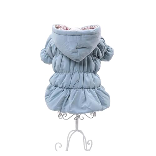 Warmes Kleid für Prinzessin, Hund, Haustier, Kapuzenpullover, Blumenmuster, Blasen-Rock, Mädchen, Hund, Katze, Wintermantel, Outfit, Kleidung, 6 Größen (Farbe: Blau, Größe: XL) von VinerY