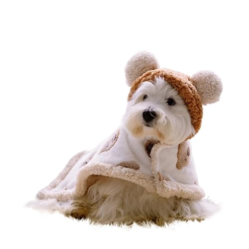 Winter-Haustier-Hundekleidung, Umhang, Decke, Französische Bulldogge, Welpen, warme winddichte Jacke, Hundekleidung für kleine Hunde, Chihuahua-Hundemantel (Farbe: Kaffee, Größe: L) von VinerY