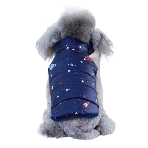 Wintermantel für kleine Hunde, warme Hundejacke, Welpen-Outfit, Hundemantel, Chihuahua, Shih-Kleidung für Hunde (Farbe: Marineblau, Universum, Größe: S) von VinerY