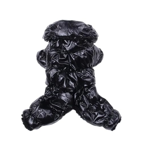 Winteroverall für Hunde und Katzen, PU-Leder, wasserdichte Kleidung, Haustier-Welpenmantel, Jacke, warmes Outfit, 6 Farben (Farbe: Schwarz, Größe: XS) von VinerY