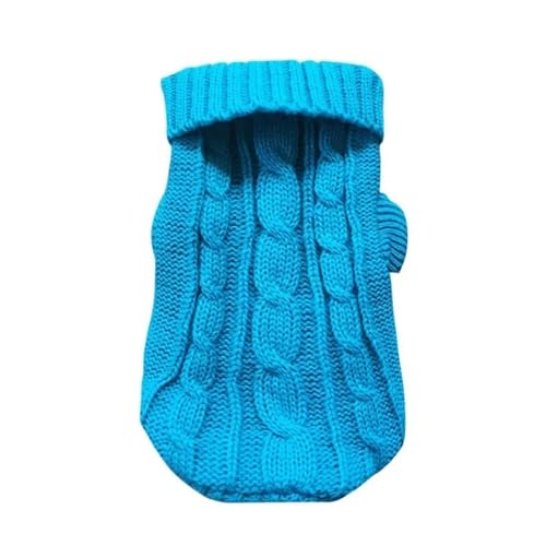 Winterpullover für Hunde und Katzen, warme Haustierkleidung für Chihuahua, Malteserpullover für kleine, mittelgroße Hunde, Rollkragen-Strick-Yorkies-Kostüme (Farbe: Hellblau, Größe: XS 1-2 kg) von VinerY