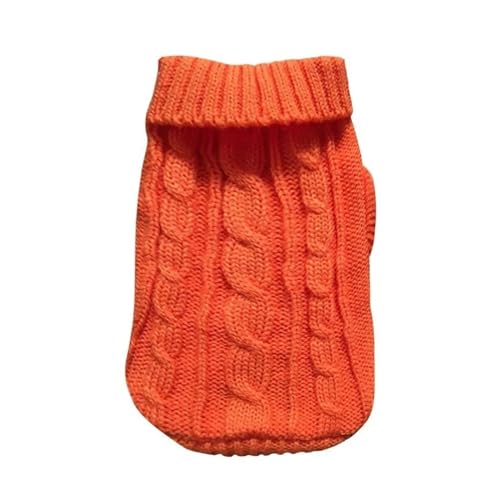 Winterpullover für Hunde und Katzen, warme Haustierkleidung für Chihuahua, Malteserpullover für kleine, mittelgroße Hunde, Rollkragenpullover, gestrickte Yorkies-Kostüme (Farbe: Orange, Größe: L 4–5 von VinerY