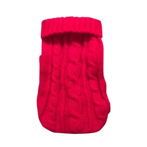 Winterpullover für Hunde und Katzen, warme Haustierkleidung für Chihuahua, Malteserpullover für kleine, mittelgroße Hunde, Rollkragenpullover, gestrickte Yorkies-Kostüme (Farbe: Rot, Größe: XXS von VinerY