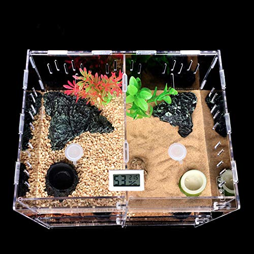 Vinnykud Terrarium Transportbox,Reptil Fütterungsbox aus Acryl, Tragbarer Reptilienzuchtbox Transparent Reptil Zuchtfall für Spinnenechsen, Eidechse, Gehörnter Frosch(30.5×24×14.2cm) von Vinnykud