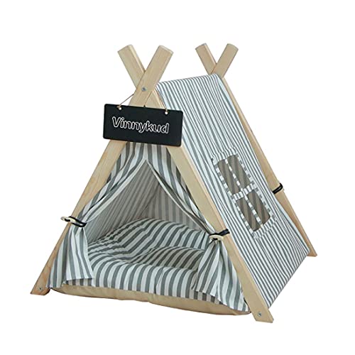 Vinnykud Tipi Zelt für Hunde Katzen Haustierzelt Tragbar Gestreift Hundezelt mit Kissen Hundebett Abnehmbar und Waschbar Kuschelzelt mit Fenster Indianerzelt für Kaninchen Chinchilla Meerschweinchen Vinnykud Tipi Zelt für Hunde Katzen Haustierzelt Tragbar Gestreift Hundezelt mit Kissen Hundebett Abnehmbar und Waschbar Kuschelzelt mit Fenster Indianerzelt für Kaninchen Chinchilla Meerschweinchen von Vinnykud