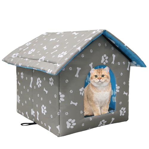 Vinnypet Katzenhaus Für Draußen Winterfest Wasserdicht Und Warm Faltbare Pet Tierheim Für Katzen Mit Abnehmbarem Kissen Für Streuner Haustiere 40x38x35cm von Vinnypet