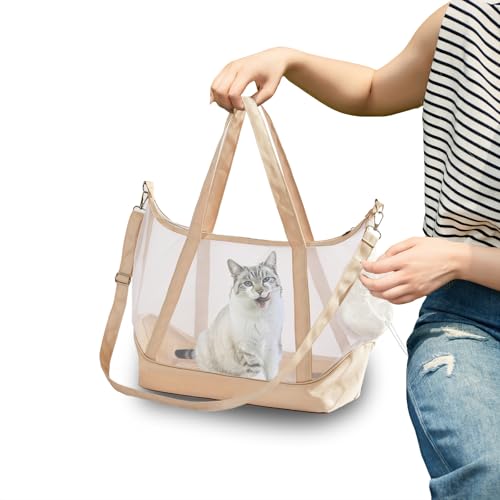 Vinqki Atmungsaktive Netz-Katzentragetasche, abnehmbarer Gurt, tragbar, multifunktional, Haustier-Handtasche, großer Raum, multifunktional, geeignet für Outdoor-Reisen, Haustier-Rucksack, Beige (Beige Vinqki Atmungsaktive Netz-Katzentragetasche, abnehmbarer Gurt, tragbar, multifunktional, Haustier-Handtasche, großer Raum, multifunktional, geeignet für Outdoor-Reisen, Haustier-Rucksack, Beige (Beige von Vinqki