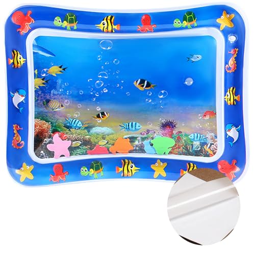 Vinuwu Wasserspielmatte Katze,Aufblasbare Wassermatte für Katzen Verdickte Wasserspielmatte Feel Cool Komfort für Haustier Inklusive 10 Patch-Aufklebern (50 * 69 cm, Tropische Fische) von Vinuwu