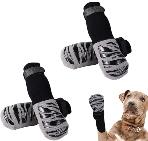 2 Paar Doppelseitige Anti-Rutsch Socken für Hunde mit Verstellbarem Klettverschluss, Hundeschuhe Pfotenschutz Sommer Haustierpfoten Schutz Traktion Kontrolle Socken auf Hartholzboden, Schwarz, M 2 Paar Doppelseitige Anti-Rutsch Socken für Hunde mit Verstellbarem Klettverschluss, Hundeschuhe Pfotenschutz Sommer Haustierpfoten Schutz Traktion Kontrolle Socken auf Hartholzboden, Schwarz, M von Viojrlly