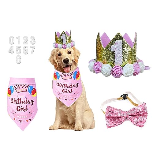 Violotoris Chat Dog Wiederverwendbare Geburtstagsdekorationen Zahl ut Partyzubehör ume Happy(Rosa) von Violotoris