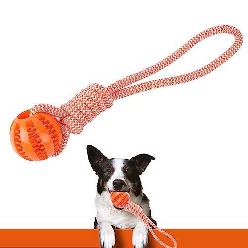 Violotoris Spielen von Gealtia mit Seil-Leckerli-Spender, Kau-Schleif-Hundespielzeug(Orange) von Violotoris
