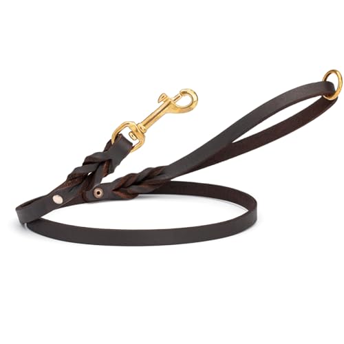 Viper Hundeleine aus Leder, 1,8 m, Trainingsleine mit Messingbeschlägen, Lederleine für Hunde, große, mittelgroße und kleine Rassen, 1,9 cm breit, 1,8 m, braunes Messing Viper Hundeleine aus Leder, 1,8 m, Trainingsleine mit Messingbeschlägen, Lederleine für Hunde, große, mittelgroße und kleine Rassen, 1,9 cm breit, 1,8 m, braunes Messing von Viper