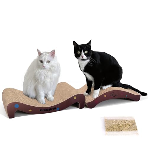 Katzenkratzer, Katzenkratzbrett, Katzenkratzer Set, Kratzfester Katzenkratzbaum groß (50 x 10 cm) und klein (41,5 x 6,3 cm), Wellpappe von Viraagyiyou