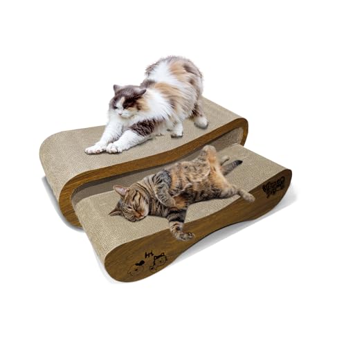 Viraagyiyou 2-in-1-Katzenkratzlounge, Premium-Katzenkratzbrett, Katzenkratzset, kratzfester Katzenkratzbaum groß (27,5L x 9H Zoll) und klein (24,5L x 6H Zoll), Wellpappe von Viraagyiyou