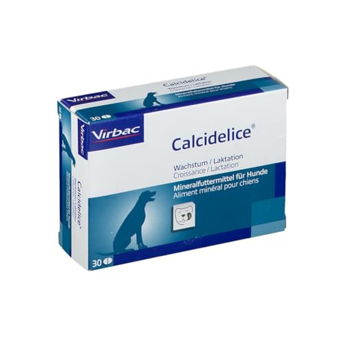 Virbac Calcidelice | 30 Tabletten | Mineralfuttermittel für Hunde | Bei Wachstum und Laktation | Zur Unterstützung des Stoffwechsels | Enthält Calcium, Phosphor und Vitamin D3 von Virbac - Calci Delice