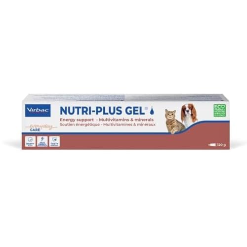 Virbac Nutri-Plus Gel | 120 g | Ergänzungsfuttermittel für Hunde und Katzen zur Nahrungsergänzung und Rekonvaleszenz | Appetitanregender, hoch konzentrierter Energieträger von Virbac