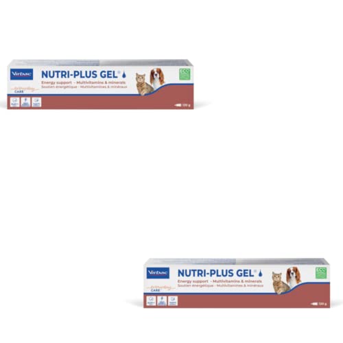 Virbac Nutri-Plus Gel | Doppelpack | 2 x 120 g Tube | Ergänzungsfuttermittel für Hunde und Katzen zur Rekonvaleszenz | Appetitanregender, hoch konzentrierter Energieträger von Virbac