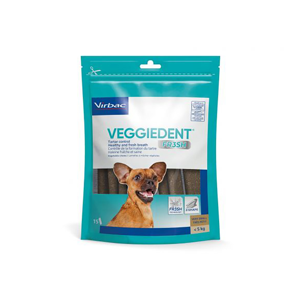 VEGGIEDENT Fresh für Hunde - 30 x 9 g XS für extra kleine Hunde (< 5 kg) von Virbac