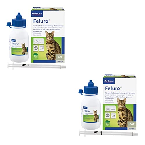 Virbac Feluro | Doppelpack | 2 x 60 ml | Ergänzungsfuttermittel für Katzen | Zur Unterstützung der Gesunderhaltung der Harnwege | Für die Zellgesundheit bei oxidativem Stress von Virbac