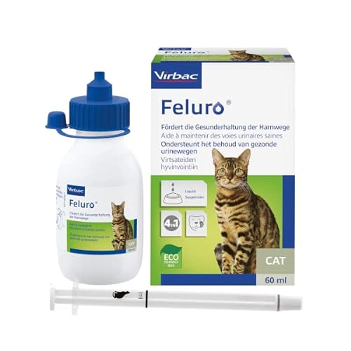 Virbac Feluro | 60 ml | Ergänzungsfuttermittel für Katzen | Zur Unterstützung der Gesunderhaltung der Harnwege | Für die Zellgesundheit bei oxidativem Stress | Orale Suspension von Virbac