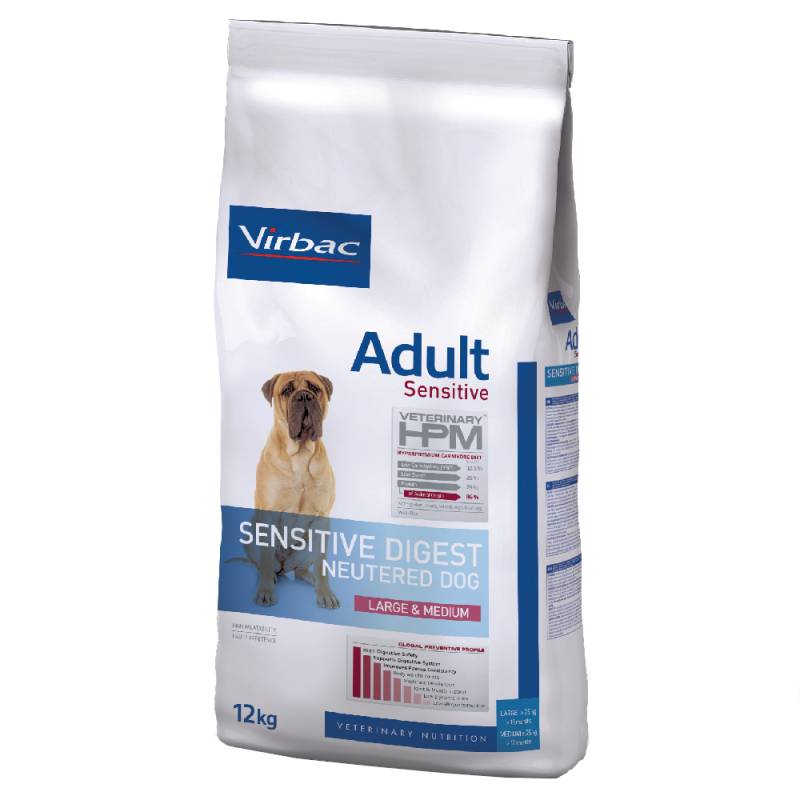 Virbac Veterinary HPM Adult Sensitive Neutered Dog Large & Medium - Sparpaket: 2 x 12 kg von Virbac