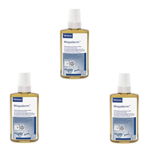 Virbac Megaderm | 3er Pack | 3 x 250 ml | Diätergänzungfuttermittel für Hunde und Katzen | Zur Unterstützung der Hautfunktion bei Dermatosen und übermässigem Haarausfall von Virbac