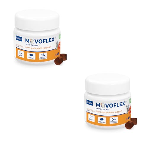 Virbac Movoflex Soft Chews | Doppelpack | 2 x 30 Stück | Für Hunde unter 15 kg | Ergänzungsfuttermittel zur Unterstützung der Gelenkgesundheit | Zum Erhalt der Gelenkstrukturen von Virbac