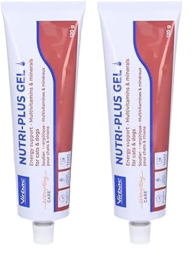 Virbac Nutri-Plus Gel | 120 g | Ergänzungsfuttermittel für Hunde und Katzen zur Nahrungsergänzung und Rekonvaleszenz | Appetitanregender, hoch konzentrierter Energieträger (Packung mit 2) von Virbac