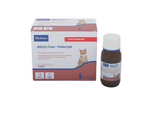 Virbac RecoVital Tonicum Katze | 3 x 45 ml | Flüssiges Diät-Ergänzungsfuttermittel für Katzen | Zur ernährungsphysiologischen Wiederherstellung und in der Rekonvaleszenz von Virbac