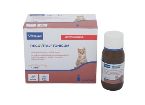 Virbac RecoVital Tonicum Katze | 6 x 45 ml | Flüssiges Diät-Ergänzungsfuttermittel für Katzen | Zur ernährungsphysiologischen Wiederherstellung und in der Rekonvaleszenz von Virbac