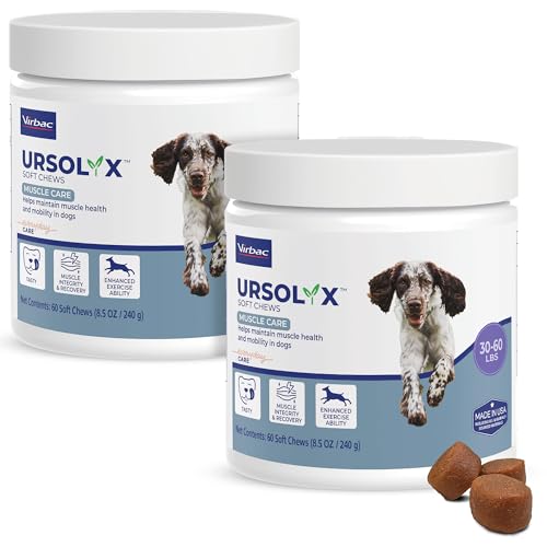 Virbac URSOLYX Weiche Kauartikel für Hunde, Muskelgesundheitsunterstützung für Senioren, aktive oder erholende Hunde, Größe M, 120 Stück, 4 Monate Vorrat von Virbac
