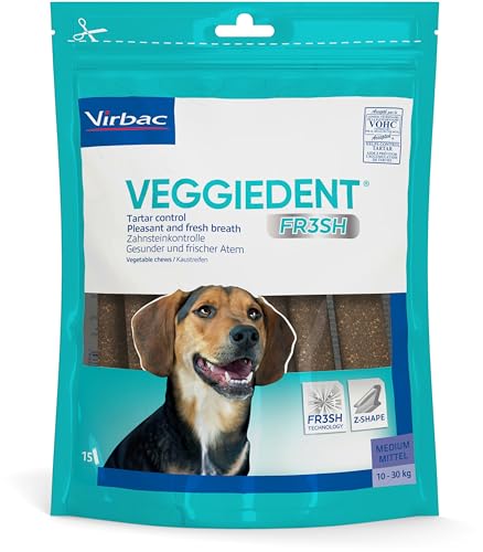 Virbac VeggieDent Kaustreifen für mittelgroße Hunde (10 bis 30 kg) - 15 Streifen von Virbac