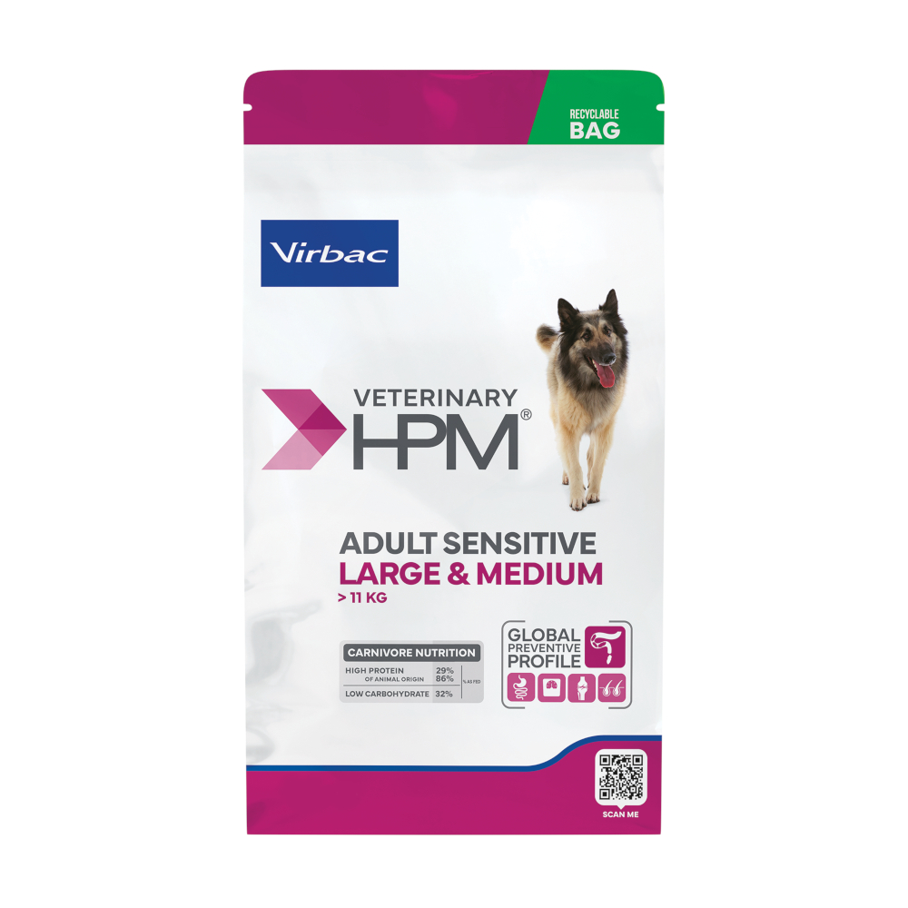 Virbac Veterinary HPM Adult Dog Sensitive Digest Large & Medium - Sparpaket: 2 x 12 kg von Virbac