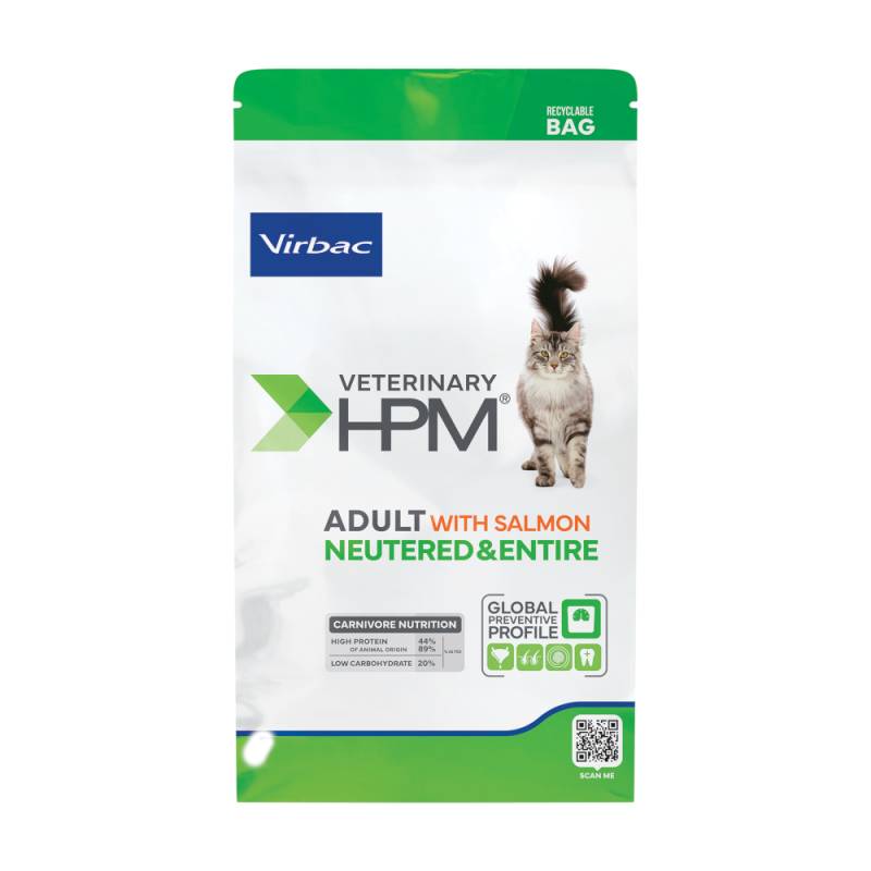 Virbac Veterinary HPM Adult Lachs Neutered & Entire Cat - Sparpaket: 2 x 7 kg von Virbac