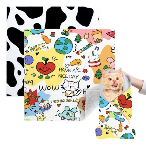 VirgoCCY Katzenpflege, 2 Stück, Größe XL, Katzenfessel, zum Nagelschneiden, Ohrenreinigung und Zähneputzen, selbstklebend, bissfest, kratzfest, Kuhweiß + buntes Graffiti VirgoCCY Katzenpflege, 2 Stück, Größe XL, Katzenfessel, zum Nagelschneiden, Ohrenreinigung und Zähneputzen, selbstklebend, bissfest, kratzfest, Kuhweiß + buntes Graffiti von VirgoCCY