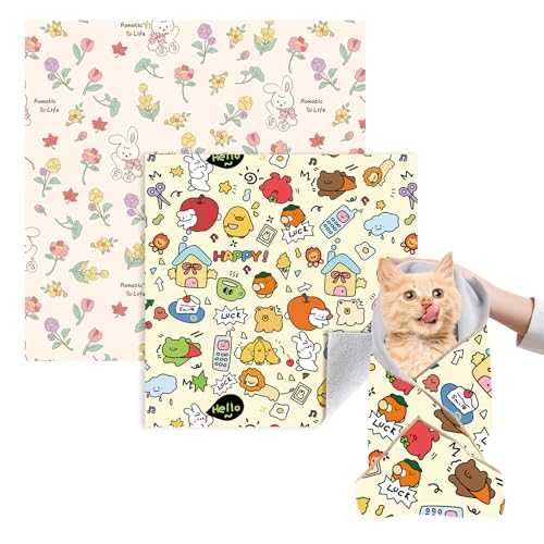 VirgoCCY Katzenpflege-Wickeltuch, 2 Stück, Größe M + L, für Nagelknipsen, Ohrenreinigung und Zähneputzen, selbstklebend, Beißschutz, kratzfest, Rosa + Gelb, 2 Stück VirgoCCY Katzenpflege-Wickeltuch, 2 Stück, Größe M + L, für Nagelknipsen, Ohrenreinigung und Zähneputzen, selbstklebend, Beißschutz, kratzfest, Rosa + Gelb, 2 Stück von VirgoCCY