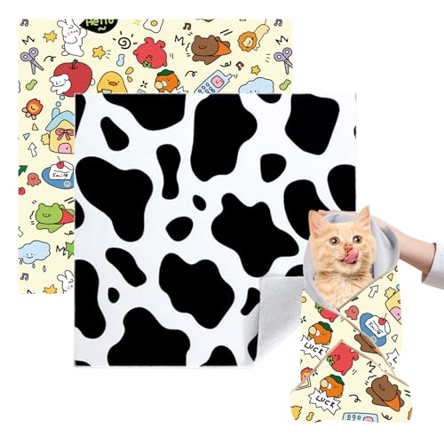 VirgoCCY Katzenpflege-Wickeltuch, 2 Stück, Größe XL, für Nagelknipsen, Ohrenreinigung und Zähneputzen, selbstklebend, bissfest, kratzfest, Kuhweiß + Gelb VirgoCCY Katzenpflege-Wickeltuch, 2 Stück, Größe XL, für Nagelknipsen, Ohrenreinigung und Zähneputzen, selbstklebend, bissfest, kratzfest, Kuhweiß + Gelb von VirgoCCY