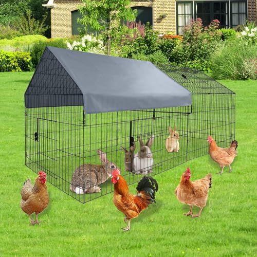 Virimolo Laufstall Hühnerstall, Hühnerstall Freilaufgehege Hühner, Hühnergehege Hühnerhaus Dach mit Wasserdichter Abdeckung für Kaninchen, Ente, Huhn, Katze, 218 x 101 x 101 cm Virimolo Laufstall Hühnerstall, Hühnerstall Freilaufgehege Hühner, Hühnergehege Hühnerhaus Dach mit Wasserdichter Abdeckung für Kaninchen, Ente, Huhn, Katze, 218 x 101 x 101 cm von Virimolo