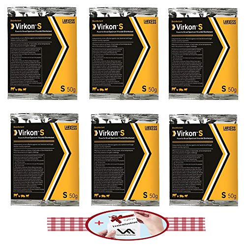 Virkon S (6 x 50 g) SACHETS DESINFEKTIONSMITTEL DEFRA GENEHMIGT Geflügel, Tiere, Zwinger und 1 kleines Geschenk vom Vestemfashion Team von Buosha