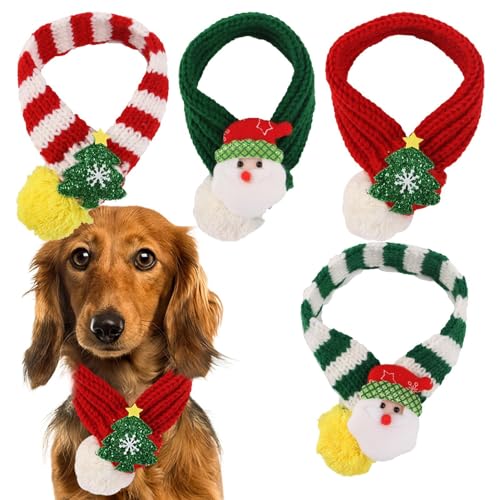Gestrickter Schal für Hunde, Halstücher für Hunde, Winter-Halswärmer aus gestricktem Plüsch, ohne Knoten, für eine weihnachtliche Atmosphäre für Puppe, Hund und Welpen. Virtcooy von Virtcooy