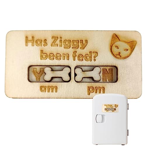 Hundefutter- AM PM Hundefutter-,Did You Feed The Dog, magnetisch, dekorativ aus Holz, magnetische Schieber, niedlich, für Haustiere, Hunde, Katzen, für Kühlschrank, magnetische Oberflächen, Virtcooy von Virtcooy