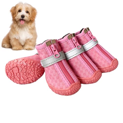 Hundestiefel und Pfotenschutz - Pfotenschutz-Hundeschuhe, 4 Stück, Welpenschuhe mit reflektierendem Streifen - wasserdichte, rutschfeste Winter-Hundestiefeletten, bequem für heiße, kalte Virtcooy von Virtcooy