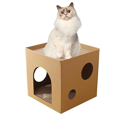 Katzenbett aus Karton, Kratzhaus Faltbare quadratische Box doppellagig, Katzenbedarf, Katzenkratzspielzeug, zum Schutz von Möbeln Virtcooy von Virtcooy