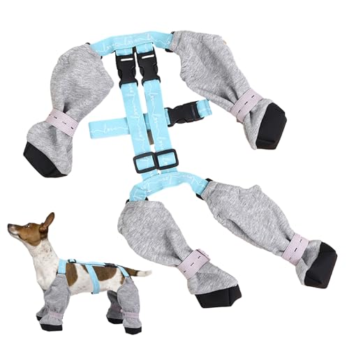New Adjustable Protective All-Weather Dog Pants | Dog Paw Protector with Auxiliary Strap,Dog Boot Leggings with Collar,Dog Boots with Suspenders,Dog Paw Boot Leggings,Dirty-Proof Dog Outdoor Booties von Virtcooy